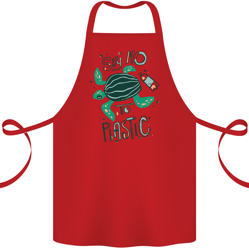 Climate Change Say No To Plastic Cotton Apron 100% Organic Red