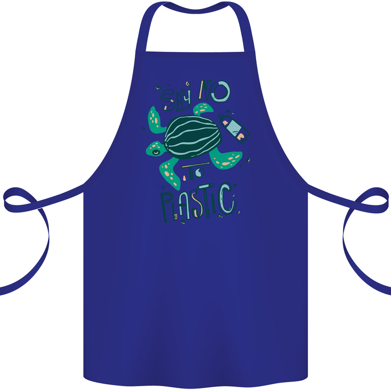 Climate Change Say No To Plastic Cotton Apron 100% Organic Royal Blue