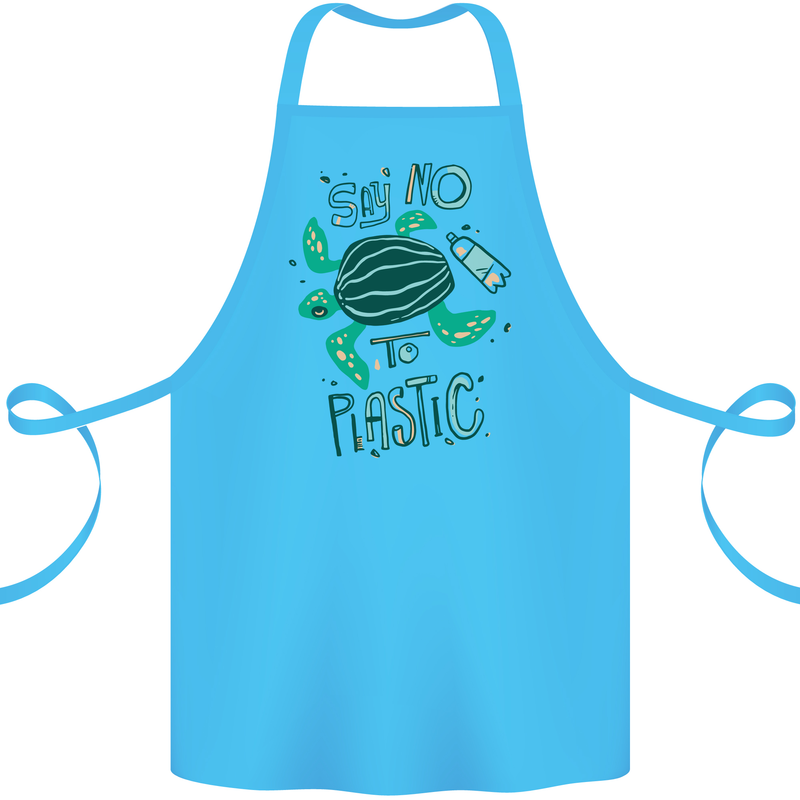 Climate Change Say No To Plastic Cotton Apron 100% Organic Turquoise