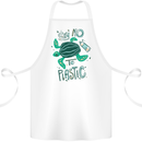 Climate Change Say No To Plastic Cotton Apron 100% Organic White