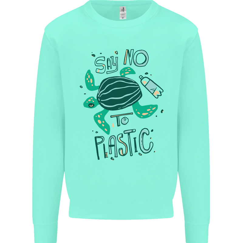 Climate Change Say No To Plastic Kids Sweatshirt Jumper Peppermint