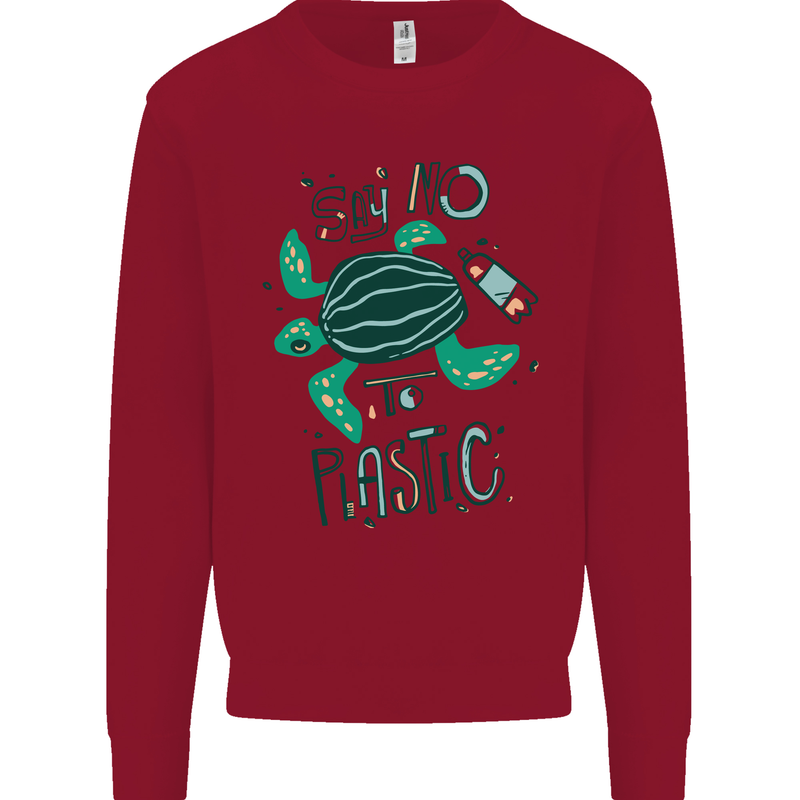 Climate Change Say No To Plastic Kids Sweatshirt Jumper Red