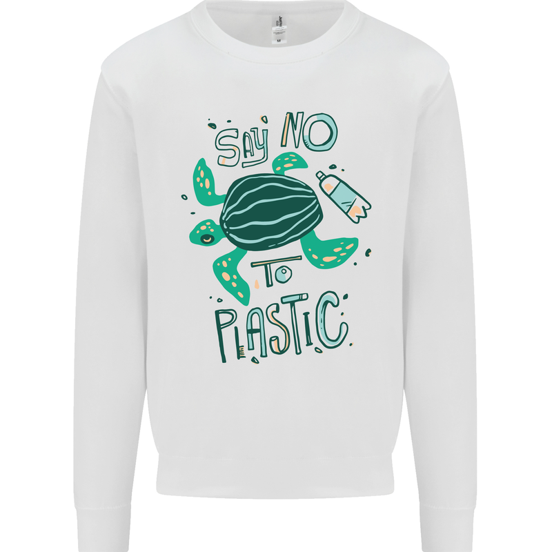 Climate Change Say No To Plastic Kids Sweatshirt Jumper White