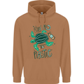 Climate Change Say No To Plastic Mens 80% Cotton Hoodie Caramel Latte