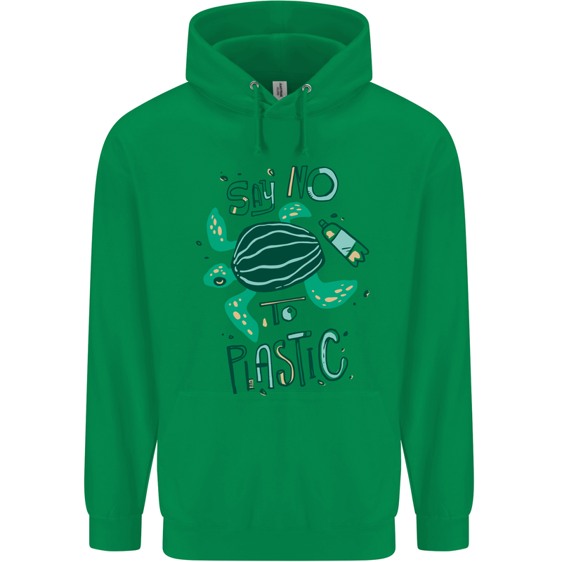 Climate Change Say No To Plastic Mens 80% Cotton Hoodie Irish Green