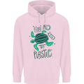 Climate Change Say No To Plastic Mens 80% Cotton Hoodie Light Pink
