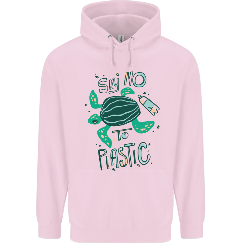 Climate Change Say No To Plastic Mens 80% Cotton Hoodie Light Pink