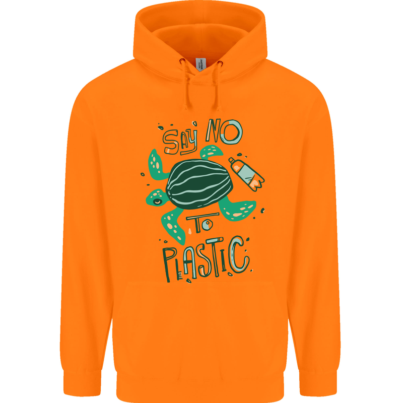Climate Change Say No To Plastic Mens 80% Cotton Hoodie Orange
