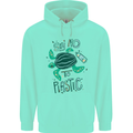 Climate Change Say No To Plastic Mens 80% Cotton Hoodie Peppermint