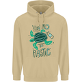 Climate Change Say No To Plastic Mens 80% Cotton Hoodie Sand