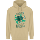 Climate Change Say No To Plastic Mens 80% Cotton Hoodie Sand