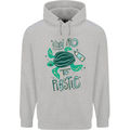Climate Change Say No To Plastic Mens 80% Cotton Hoodie Sports Grey
