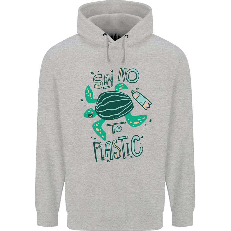 Climate Change Say No To Plastic Mens 80% Cotton Hoodie Sports Grey