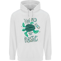 Climate Change Say No To Plastic Mens 80% Cotton Hoodie White