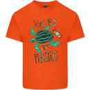 Climate Change Say No To Plastic Mens Cotton T-Shirt Tee Top Orange