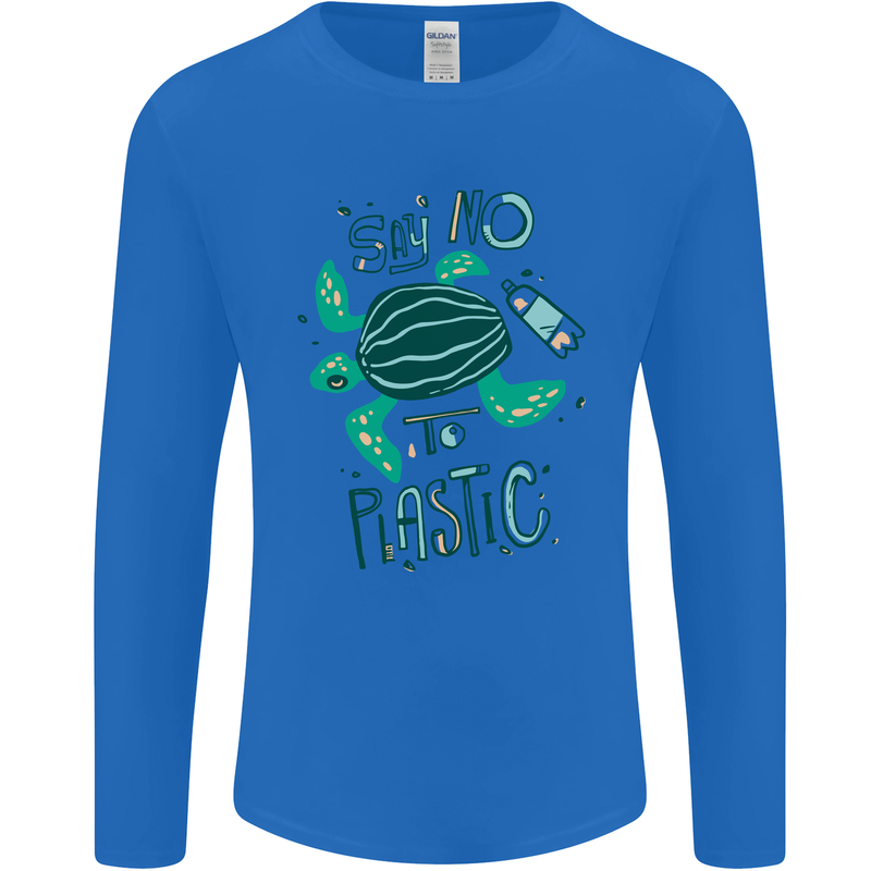 Climate Change Say No To Plastic Mens Long Sleeve T-Shirt Royal Blue