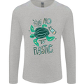 Climate Change Say No To Plastic Mens Long Sleeve T-Shirt Sports Grey