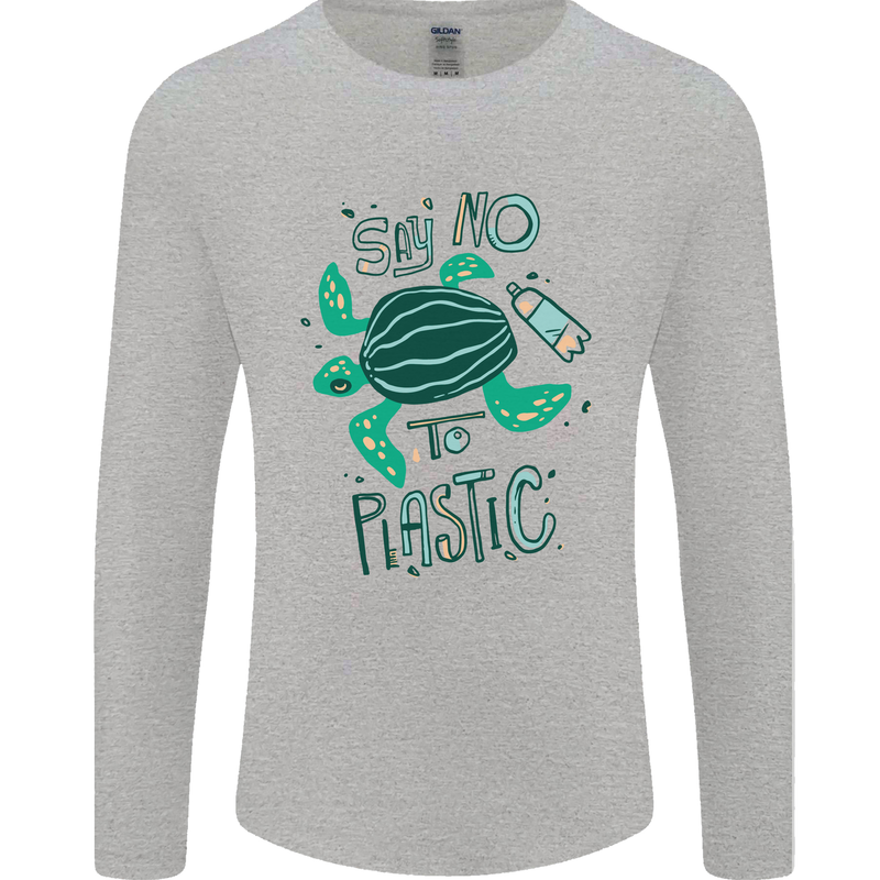 Climate Change Say No To Plastic Mens Long Sleeve T-Shirt Sports Grey