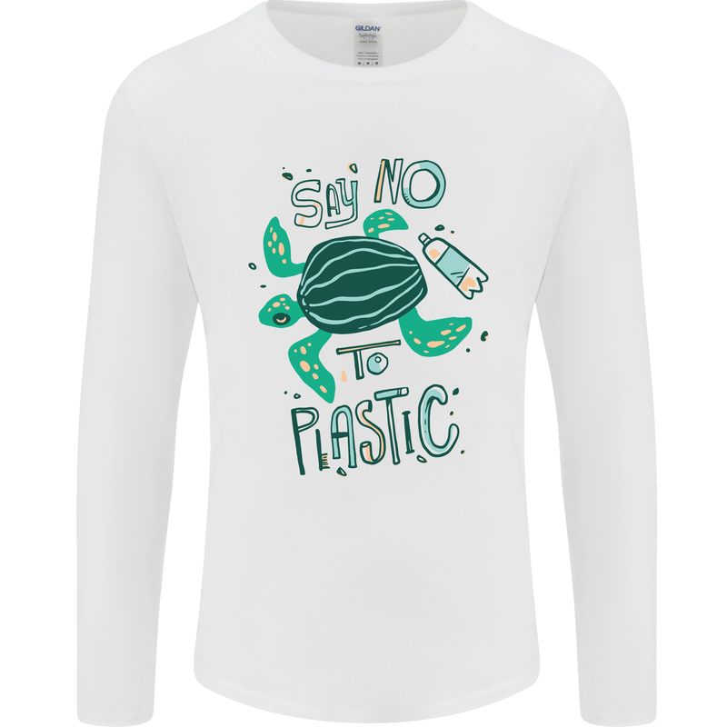 Climate Change Say No To Plastic Mens Long Sleeve T-Shirt White