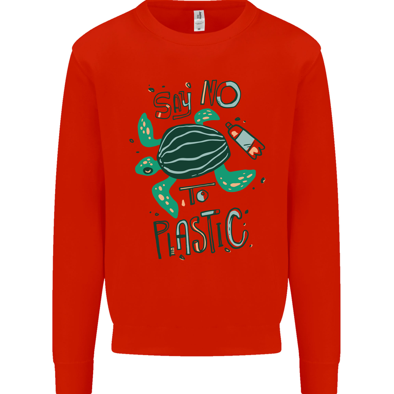 Climate Change Say No To Plastic Mens Sweatshirt Jumper Bright Red
