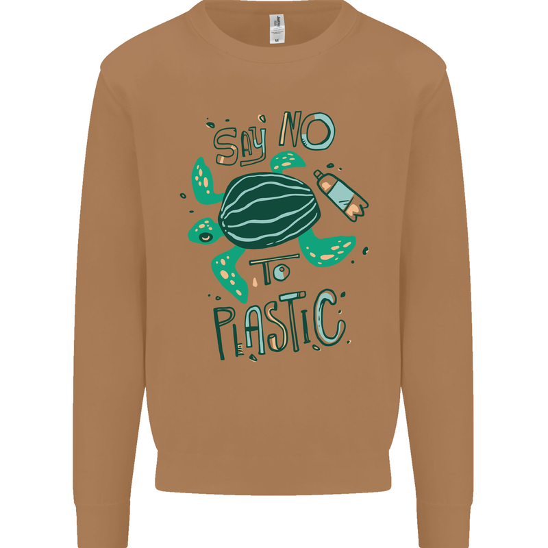 Climate Change Say No To Plastic Mens Sweatshirt Jumper Caramel Latte