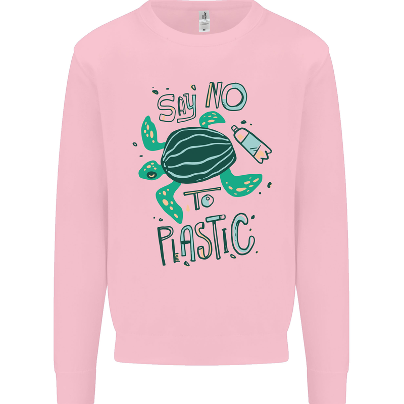 Climate Change Say No To Plastic Mens Sweatshirt Jumper Light Pink