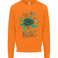 Climate Change Say No To Plastic Mens Sweatshirt Jumper Orange