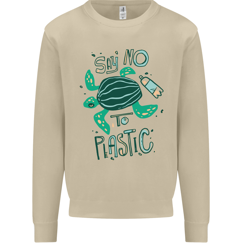 Climate Change Say No To Plastic Mens Sweatshirt Jumper Sand