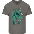 Climate Change Say No To Plastic Mens V-Neck Cotton T-Shirt Charcoal