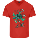 Climate Change Say No To Plastic Mens V-Neck Cotton T-Shirt Red