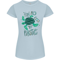 Climate Change Say No To Plastic Womens Petite Cut T-Shirt Light Blue