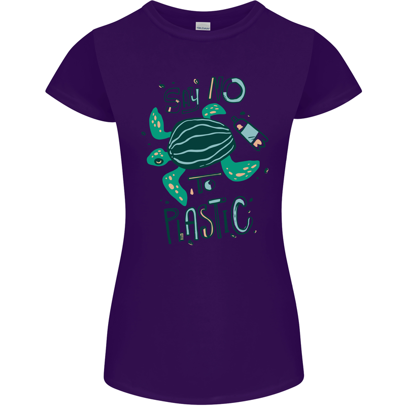 Climate Change Say No To Plastic Womens Petite Cut T-Shirt Purple