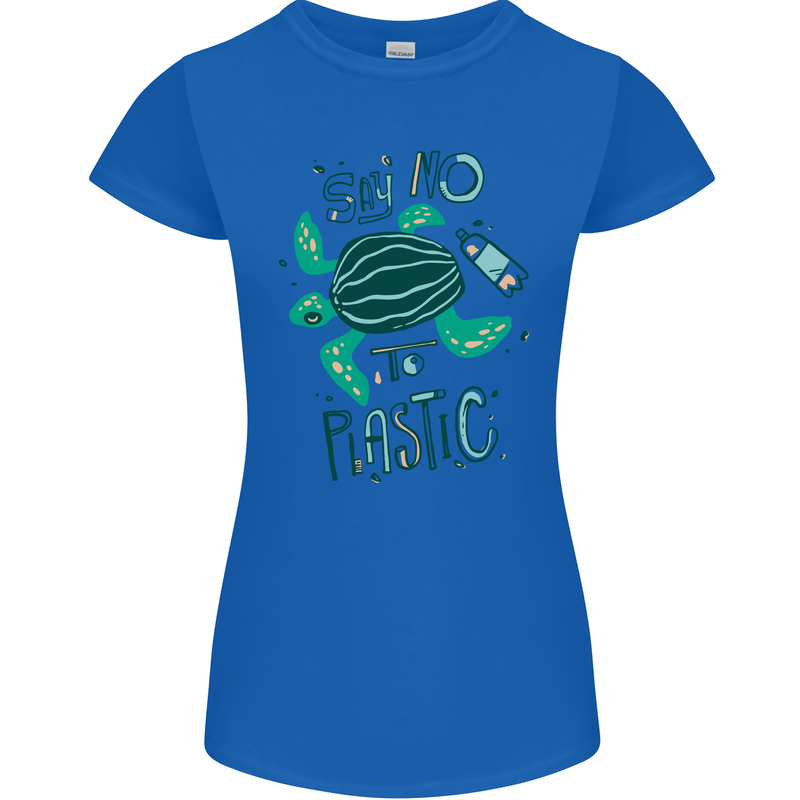 Climate Change Say No To Plastic Womens Petite Cut T-Shirt Royal Blue