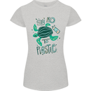Climate Change Say No To Plastic Womens Petite Cut T-Shirt Sports Grey