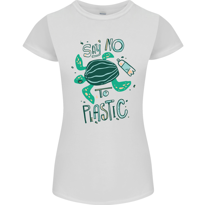 Climate Change Say No To Plastic Womens Petite Cut T-Shirt White