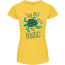 Climate Change Say No To Plastic Womens Petite Cut T-Shirt Yellow