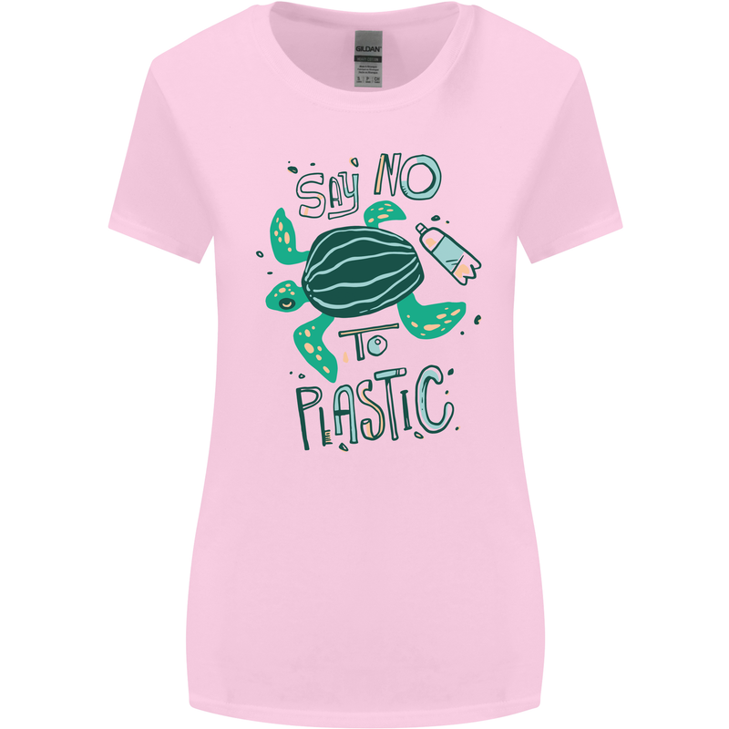 Climate Change Say No To Plastic Womens Wider Cut T-Shirt Light Pink