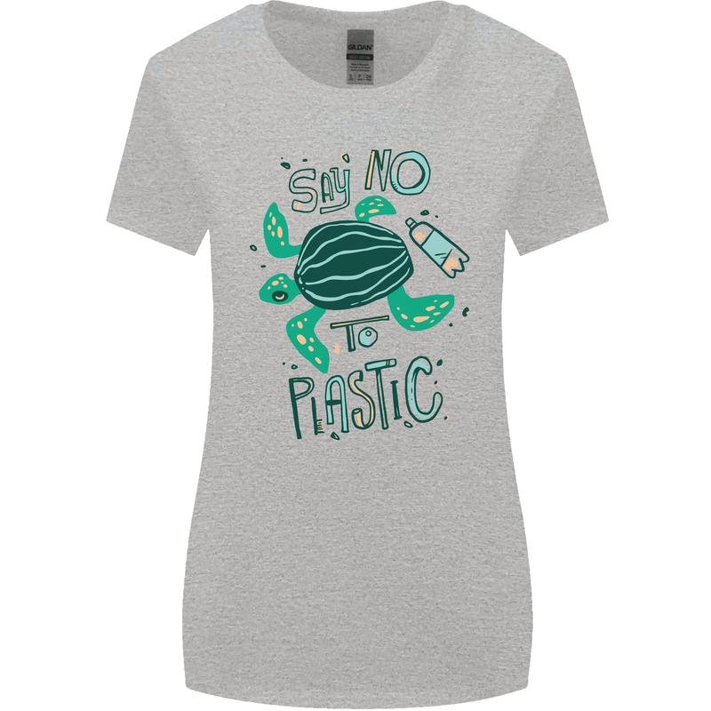 Climate Change Say No To Plastic Womens Wider Cut T-Shirt Sports Grey