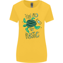 Climate Change Say No To Plastic Womens Wider Cut T-Shirt Yellow