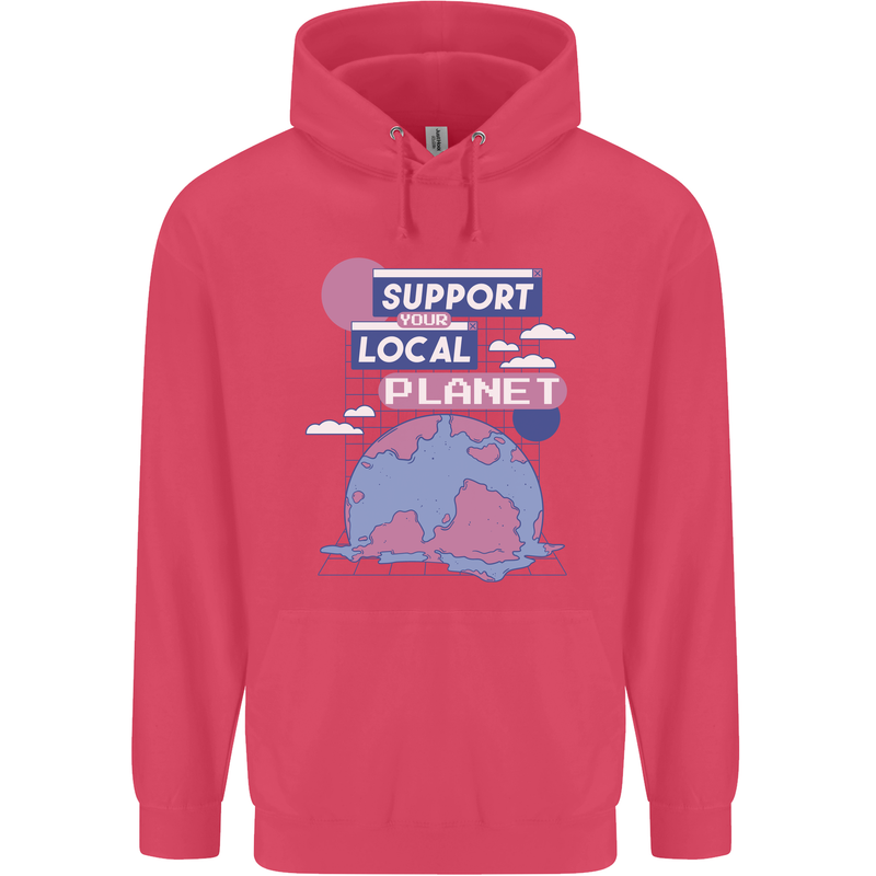 Climate Change Support Your Local Planet Childrens Kids Hoodie Heliconia