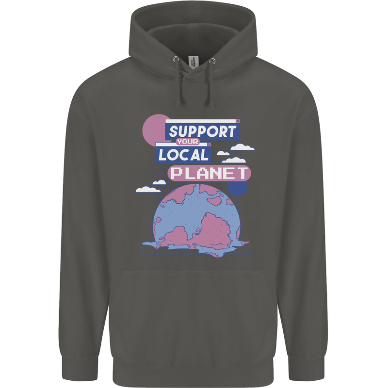 Climate Change Support Your Local Planet Childrens Kids Hoodie Storm Grey