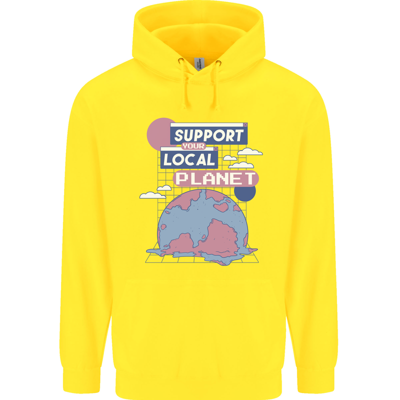 Climate Change Support Your Local Planet Childrens Kids Hoodie Yellow