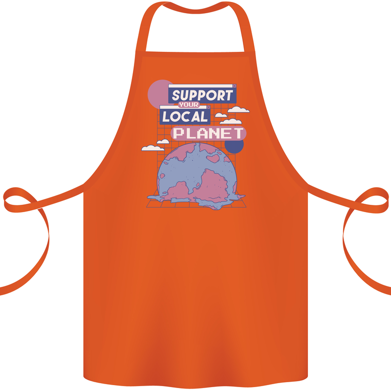 Climate Change Support Your Local Planet Cotton Apron 100% Organic Orange