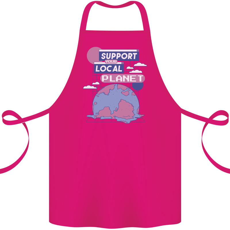 Climate Change Support Your Local Planet Cotton Apron 100% Organic Pink