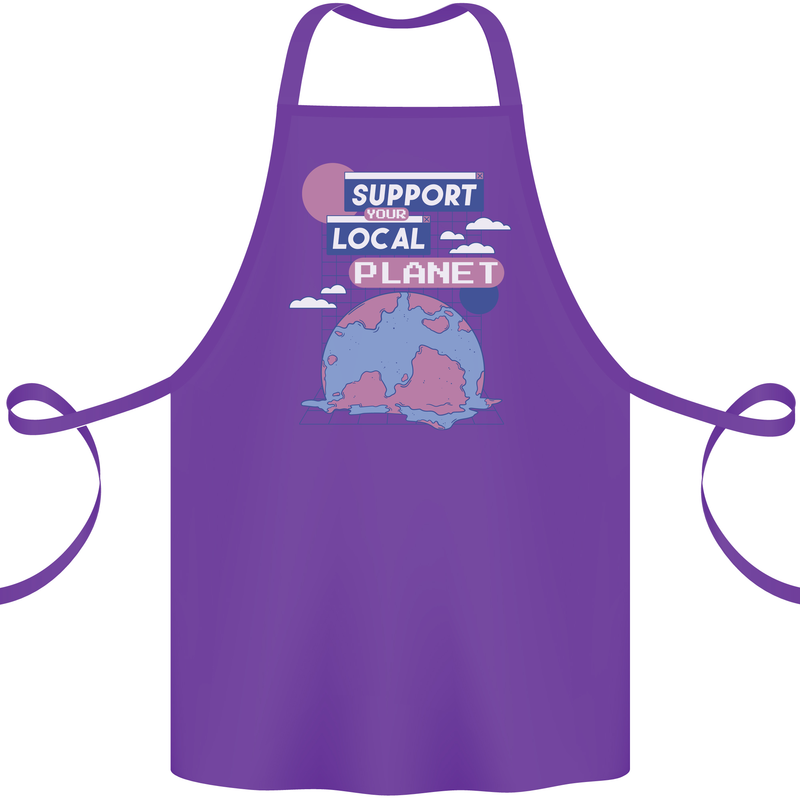 Climate Change Support Your Local Planet Cotton Apron 100% Organic Purple