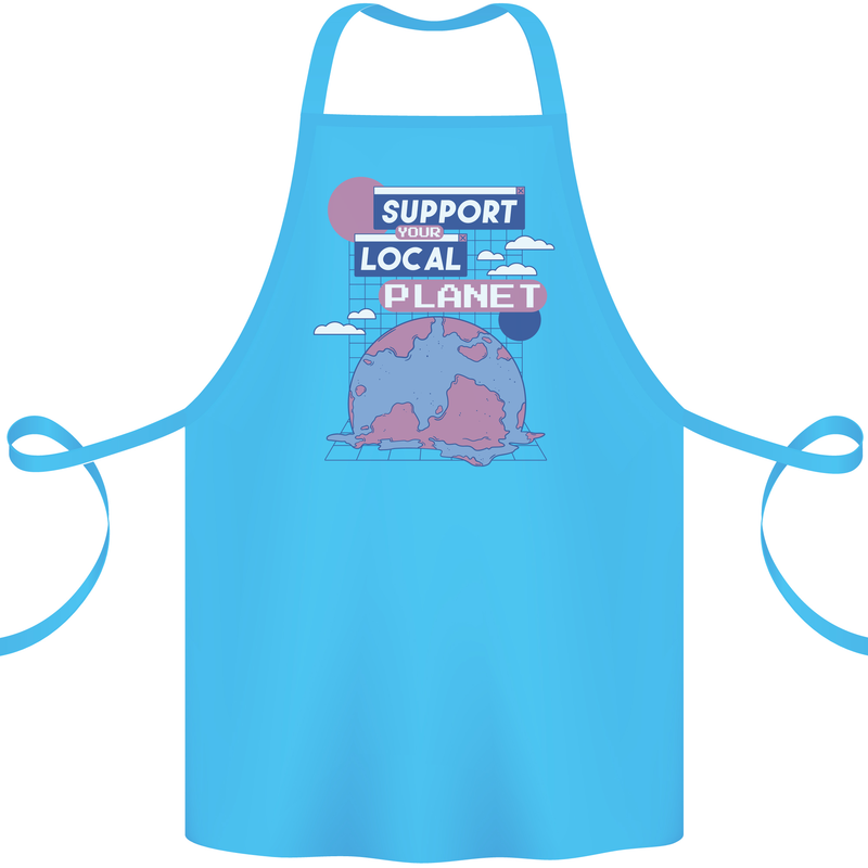 Climate Change Support Your Local Planet Cotton Apron 100% Organic Turquoise