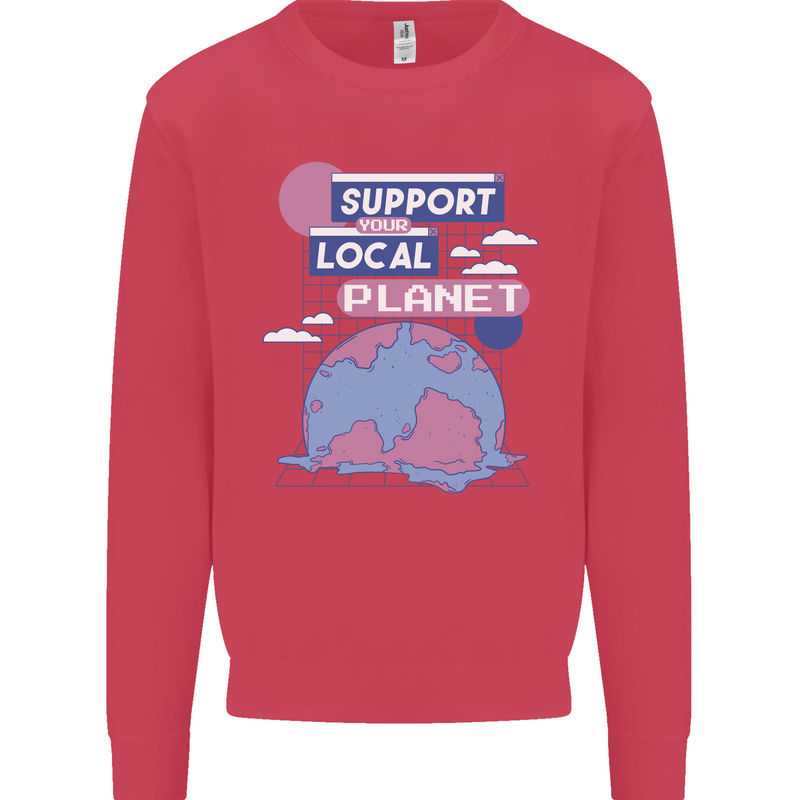 Climate Change Support Your Local Planet Kids Sweatshirt Jumper Heliconia