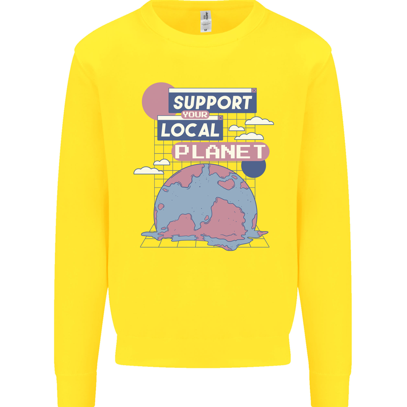 Climate Change Support Your Local Planet Kids Sweatshirt Jumper Yellow