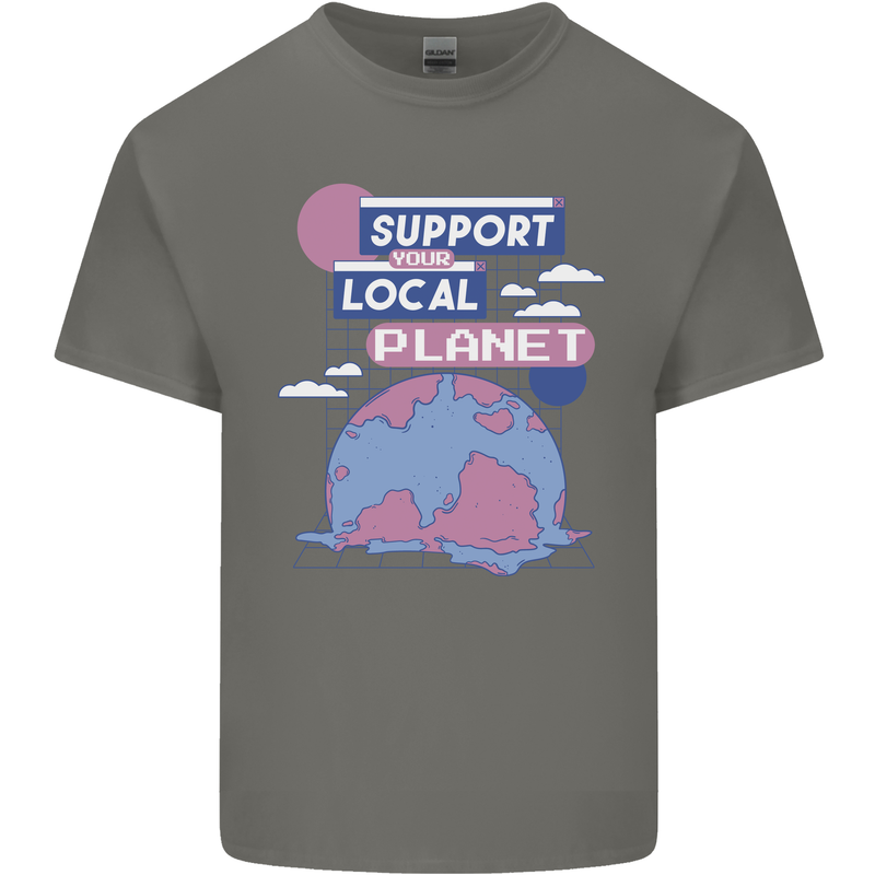 Climate Change Support Your Local Planet Kids T-Shirt Childrens Charcoal
