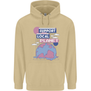 Climate Change Support Your Local Planet Mens 80% Cotton Hoodie Sand